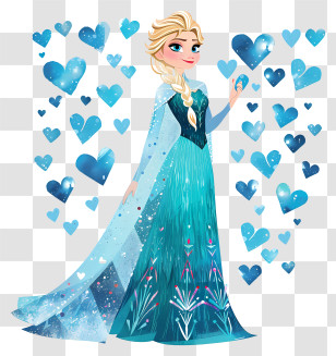 Frozen Elsa Princess - Ice Queen With Blue Hearts Transparent PNG