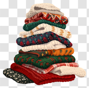 Sweater Season - Stack Of Cozy Winter Sweaters Transparent PNG