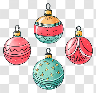 Decorated Ornaments - Colorful Christmas Ornaments For Festive Decor Transparent PNG
