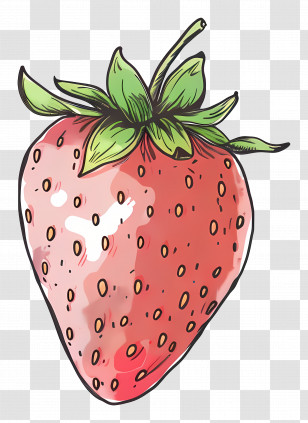 Doodle Strawberry - Illustration Of A Juicy Strawberry Fruit Transparent PNG