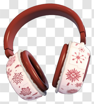 Flat Christmas Earmuff - Red And White Earmuffs With Snowflake Patterns Transparent PNG