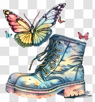 Butterfly - Colorful Boots And Butterflies Transparent PNG