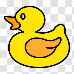 Duck - Cartoon Yellow Duck With Orange Beak Transparent PNG