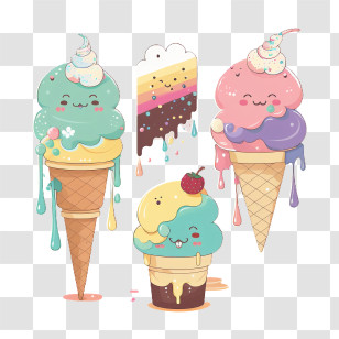 Ice Cream Cone
 - Cartoon Cute Ice Cream Cones Transparent PNG