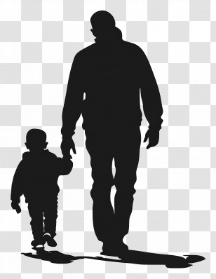 Father And Son Silhouette - Silhouette Of Man And Child Holding Hands Transparent PNG