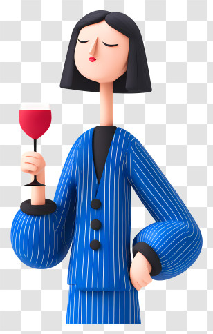 Woman Drinking Red Wine - Chic Woman With Wine Glass Transparent PNG