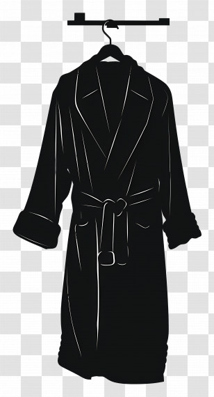 Black Bathrobe On Hanger - Black Bathrobe On Hanger Design Transparent PNG