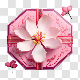 Pink Gift Box - Beautiful Pink Flower Blossom Transparent PNG