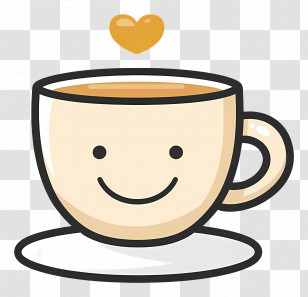 Coffee Kawaii - Cute Coffee Cup With Smiley Face Transparent PNG