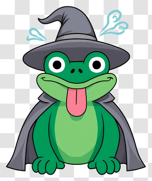 Frog Witch - Green Frog With Witch Hat In Halloween Costume Transparent PNG