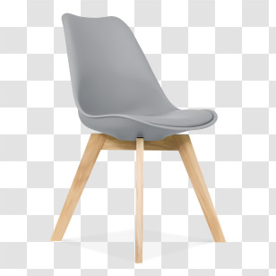 Sofa - Modern Grey Chair With Wooden Legs Transparent PNG