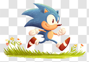 Sonic The Hedgehog Jogging - Running Blue Hedgehog On Grass Transparent PNG