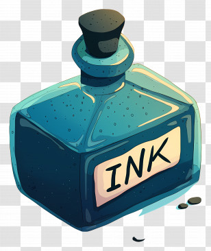 Ink Bottle - Blue Ink Bottle With Droplets Transparent PNG