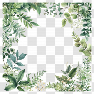 Forest Frame - Green Leafy Botanical Border Frame Transparent PNG