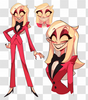 Charlie Morningstar - Stylish Cartoon Character In Red Suit Transparent PNG