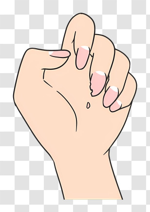 Cartoon - Hand With Pink Nails In Fist Gesture Transparent PNG
