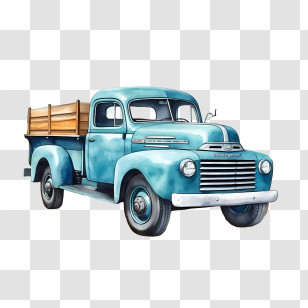 Vintage Truck - Classic Vintage Blue Truck Transparent PNG