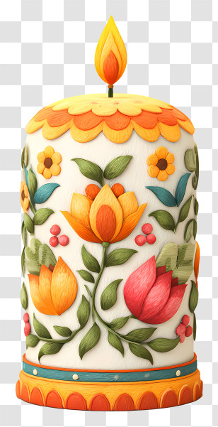 Thanksgiving Candle - Ornate Floral Pillar Candle Transparent PNG