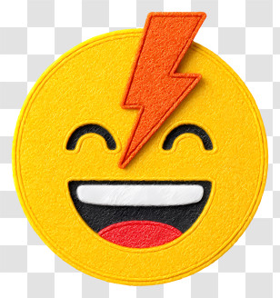Smiling Emoji With Lightning Bolt - Happy Lightning Smiley Sticker Transparent PNG