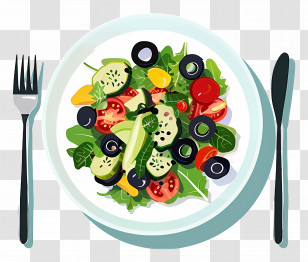 Healthy Salad - Healthy Vegetable Salad With Black Olives Transparent PNG