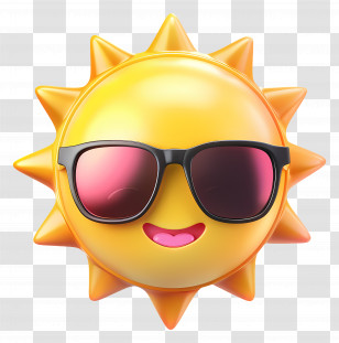 Summer Begins - Smiling Sun In Sunglasses Cartoon Transparent PNG