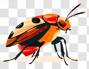 Cartoon Insect - Vivid Illustrated Beetle Insect Design Transparent PNG