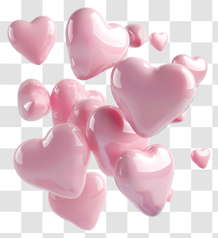 Floating Pink Hearts - Floating Pink Heart Balloons Design Transparent PNG