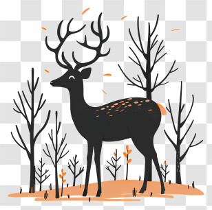 Deer Silhouette - Deer In A Sparse Forest Transparent PNG