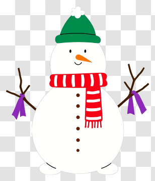 Christmas Snowman - Cute Snowman With Scarf And Hat Transparent PNG