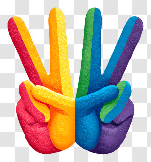 Rainbow Peace Hands - Colorful Peace Hands Symbol Transparent PNG