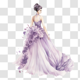 Wedding Dress - Elegant Woman In Purple Dress Illustration Transparent PNG