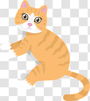 Cat - Cute Orange Tabby Cat Cartoon Illustration Transparent PNG