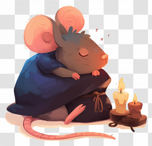 Good Night - Sleeping Mouse With Candles Transparent PNG