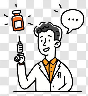 Doctor Holding Injection - Cartoon Doctor Holding A Syringe Transparent PNG