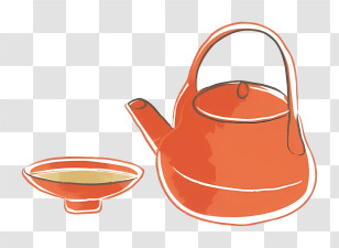 Cartoon - Orange Teapot And Teacup Illustration Transparent PNG