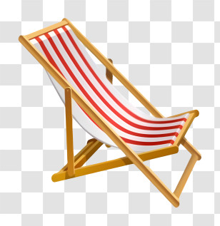 Icon - Red And White Striped Deck Chair For Relaxation Transparent PNG