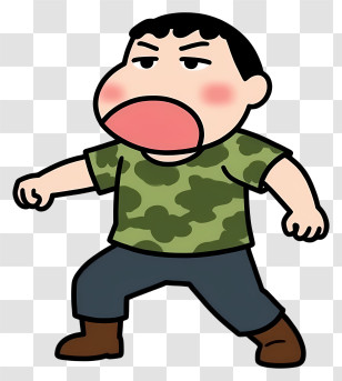 Shinchan - Cartoon Boy In Camouflage Outfit Transparent PNG