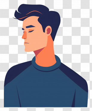 Sad Man - Stylized Profile Illustration Of Young Man Transparent PNG