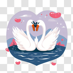 Swan - Romantic Swan Pair Forming Heart Transparent PNG
