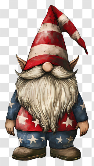 Gnome - Patriotic Gnome With Red, White, And Blue Illustration Transparent PNG