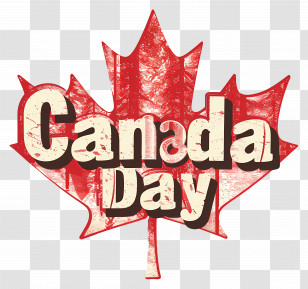 Canada Day - Maple Leaf With Canada Day Text Transparent PNG