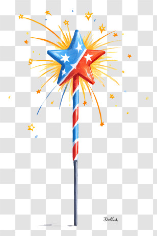 4th Of July Sparkler - Magical Star Wand With Sparkles Transparent PNG