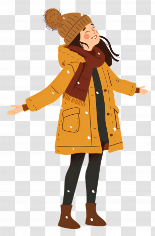Girl In Winter Clothes - Girl Enjoying Winter Snow Transparent PNG