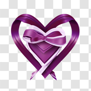Purple Heart Day - Purple Heart With Ribbon Bow Decor Transparent PNG