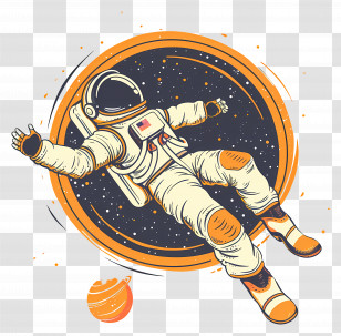 Astronaut Floating - Astronaut Floating In Space Cartoon Illustration Transparent PNG