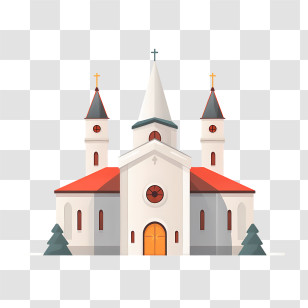 Church - Beautiful Church Building With Twin Steeples Transparent PNG
