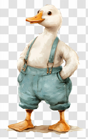 Cartoon Goose - Duck In Overalls Transparent PNG