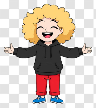 Woman Laughing - Happy Child With Curly Hair Cartoon Transparent PNG