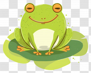 Frog On Lily Pad - Green Frog Sitting On Lily Pad Transparent PNG
