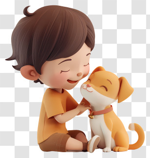 Kid And Pet - Boy And Dog In Cute Illustration Transparent PNG